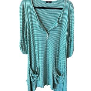 Striped Green Women's Tunic Top